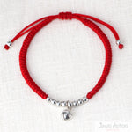 Pulsera de Hilo Rojo con 8 Esferas con Cascabel Ajustable