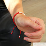 Pulsera de Hilo Rojo con 8 Esferas Ajustable