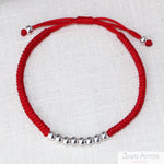 Pulsera de Hilo Rojo con 8 Esferas Ajustable