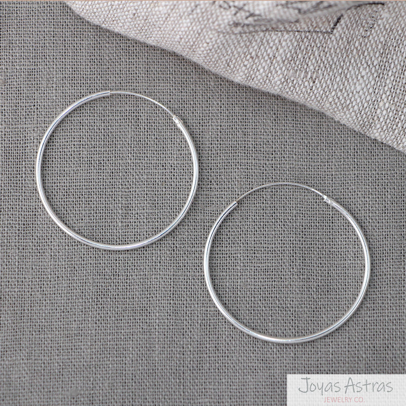 Hoops Lisos  3.5 cm Argollas Plata