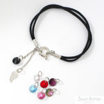 Pulsera de Gamuza Aura con Cristales y Plata