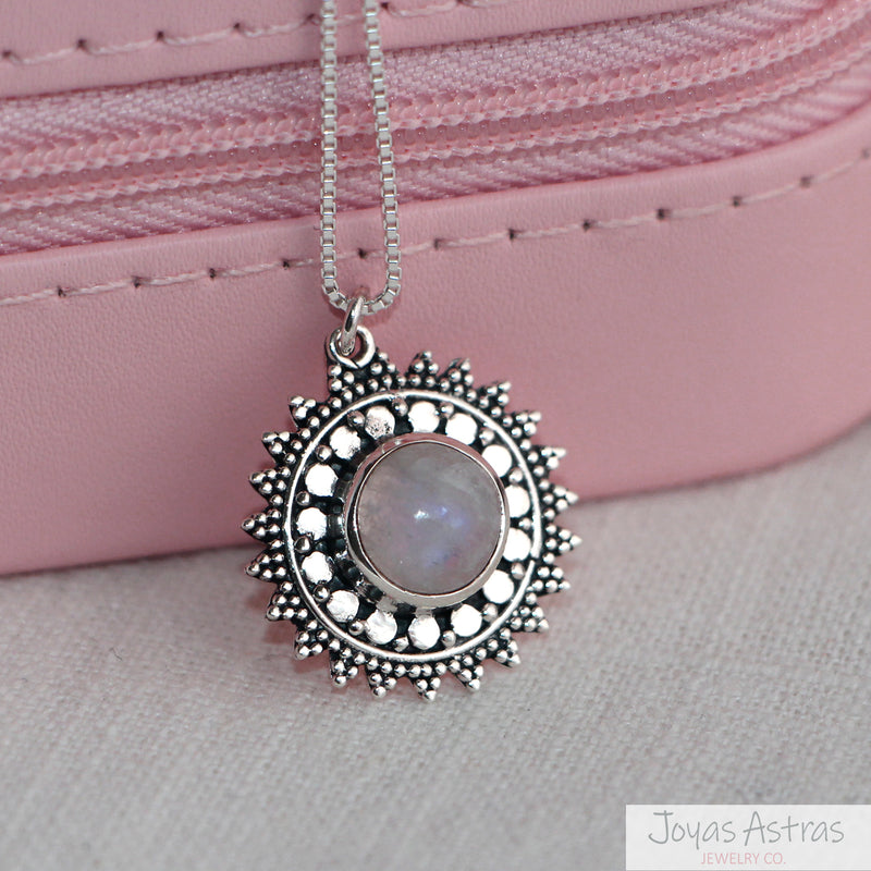 Collar Sunset Moon Stone de Plata