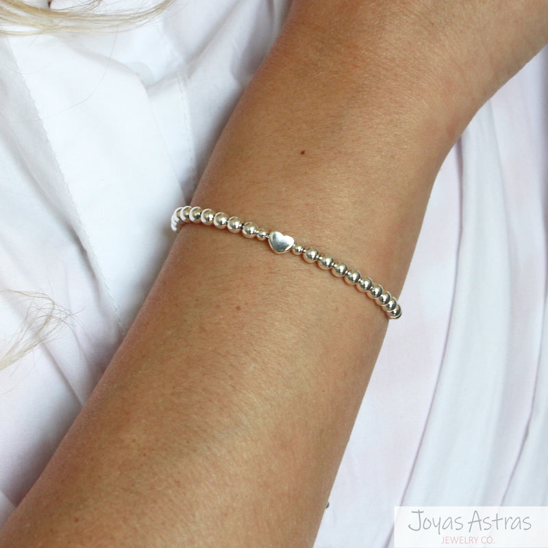 PULSERA CON ESFERAS HEART AJUSTABLE