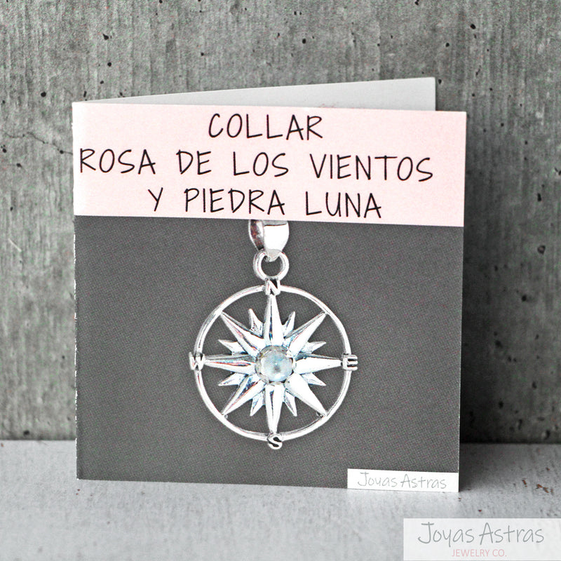 COLLAR ROSA DE LOS VIENTOS PIEDRA LUNA