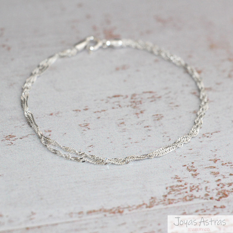 Pulsera Singapur Doble de Plata