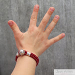 PULSERA ANGEL CUERO ROJA KIDS