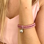 PULSERA ANGELICAL LLAMADOR DE ÁNGELES CUERO ROSADO