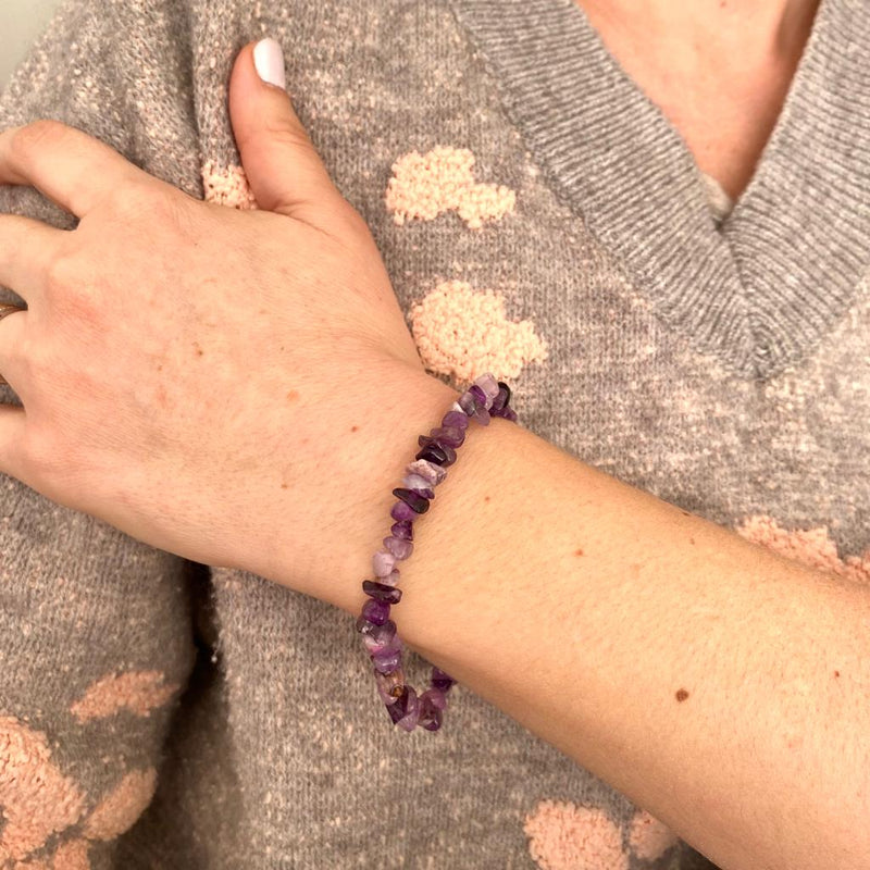 PULSERA PIEDRAS NATURALES AMATISTA AJUSTABLE