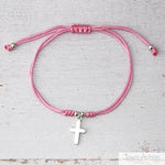 PULSERA HILO ROSADA CRUZ AJUSTABLE