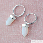 Hoops Puntitas Esmaltadas Piedra Luna Plata
