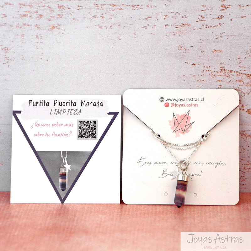 COLLAR PUNTITA FLUORITA MORADA (Limpieza)